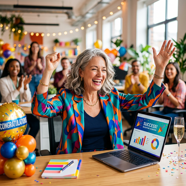 Profesional moderno celebrando