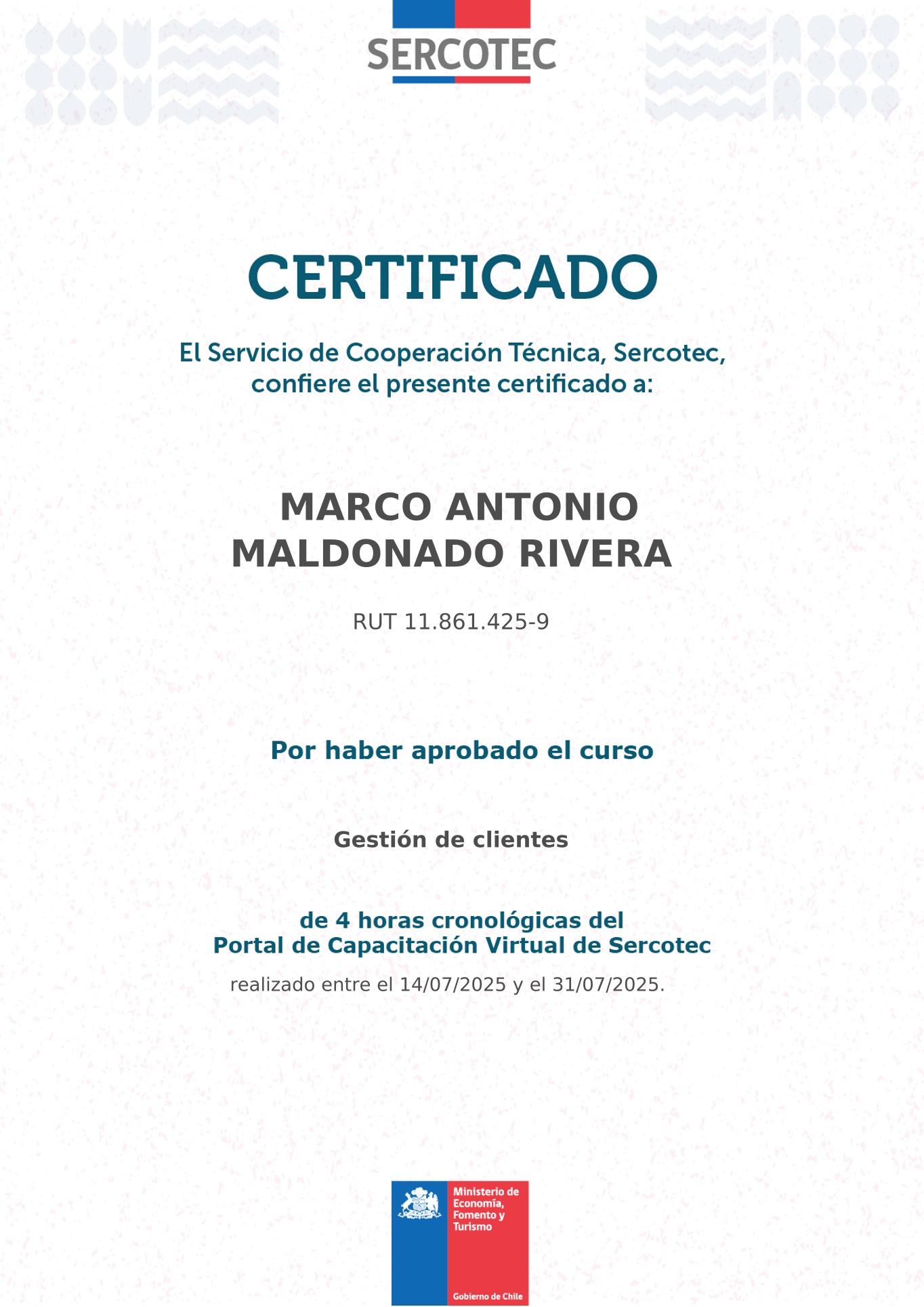 Sercotec - Gestión de Clientes